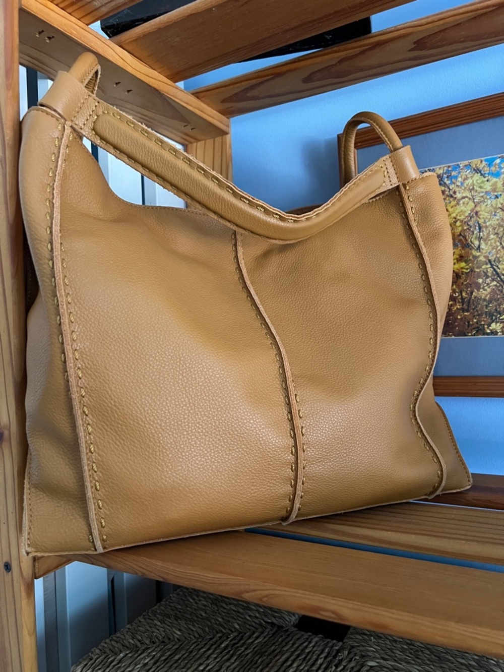 The Sak Large Los Feliz Leather Tote Shoulder Bag in Marigold